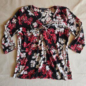 Ellen Tracy Silk Blend Knit Faux Wrap Top